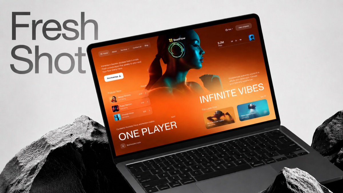 Modern website design mockup on a laptop